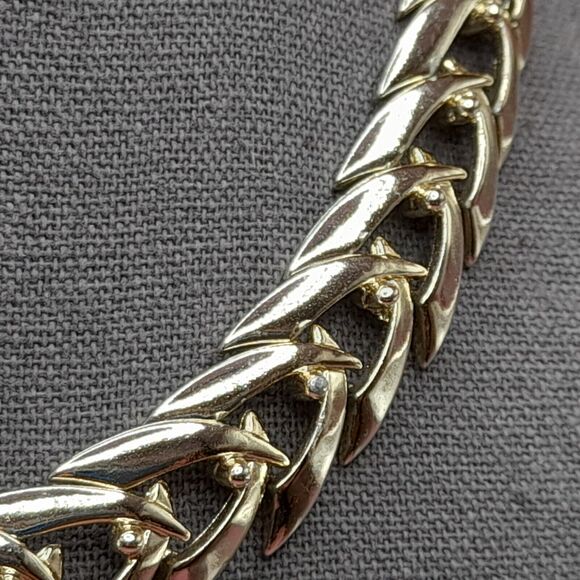 Coro Smooth Chain Linked Necklace Vintage Choker Gold Tone 16” - Picture 5 of 12